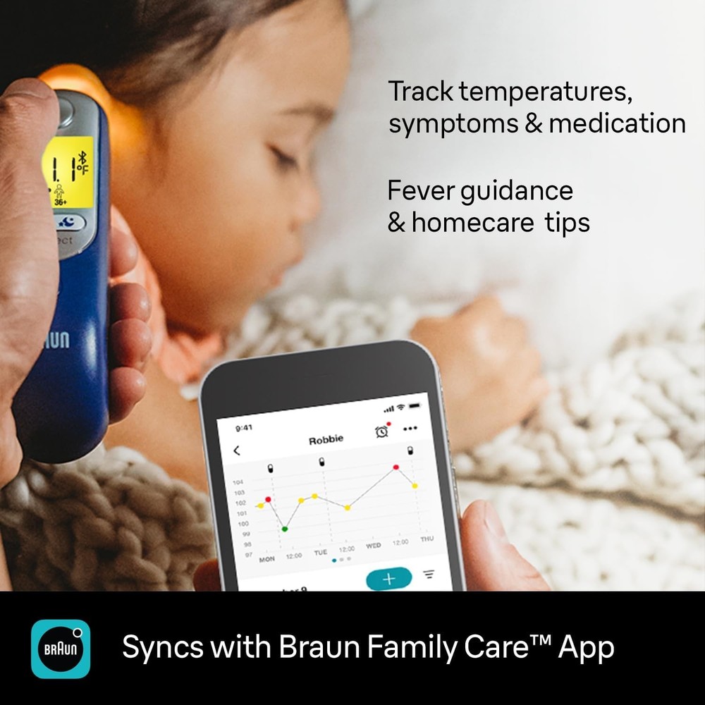 Digital Ear Thermometer with App Connect and Color-Coded Display