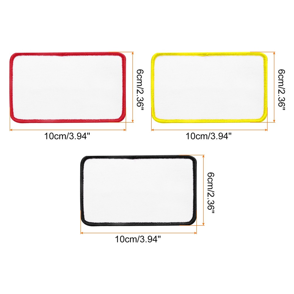 30pcs Sublimation Patch Blank Rectangle White with Black/Red/Yellow Border