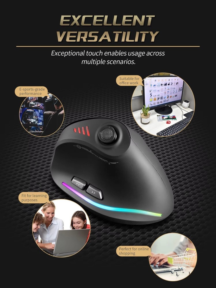 F18 Vertical RGB Silent Wireless Gaming Mouse