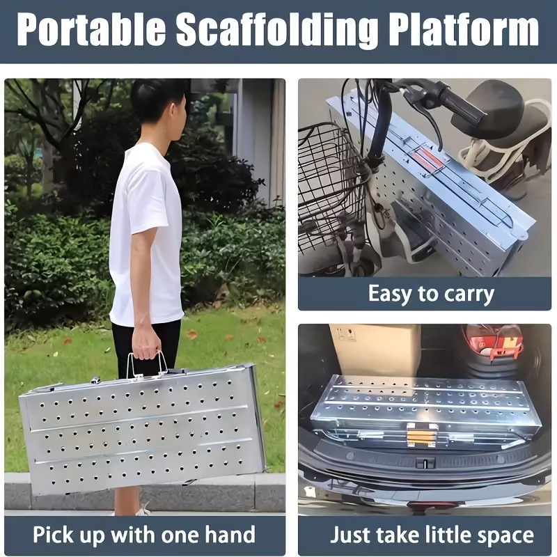 Work Platform Adjustable Height Portable Scaffolding Platform ladder 400 lb Load