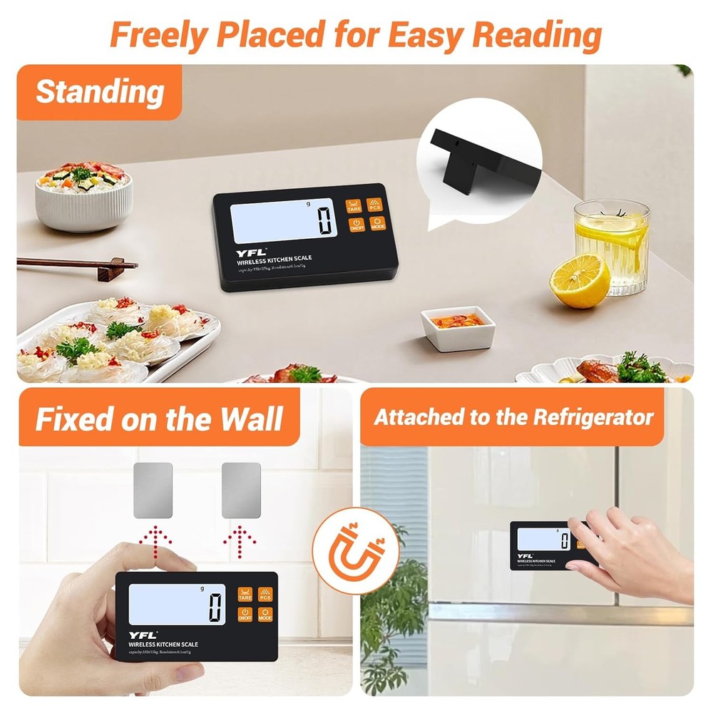 Wireless Kitchen Scale W/ Detachable Remote Display 33lb High Precision Digital