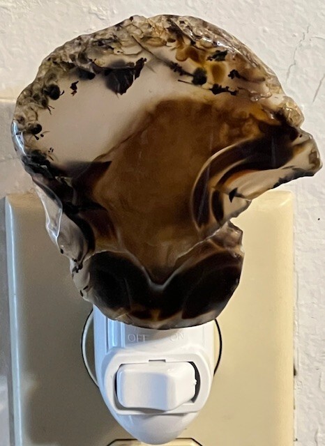 Small Montana Moss Agate Night Light, Yellowstone River stone