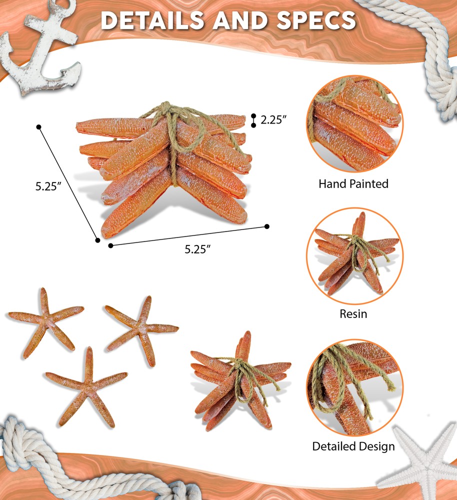 NAUTICAL DÃƒâ€°COR - RESIN ORANGE STARFISH