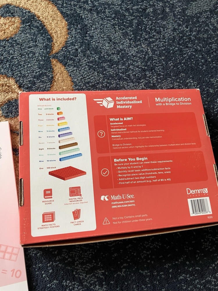 Math U See AIM for Multiplication - Manipulatives Along With Resource Guide