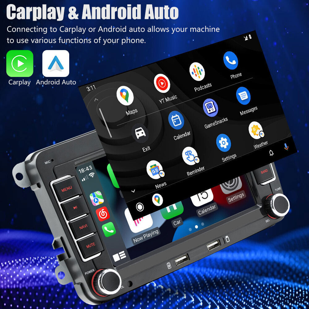 7'' Multimedia Player GPS Sat Nav Carplay Android 11 FM For VW Golf 5 6 Passat Polo