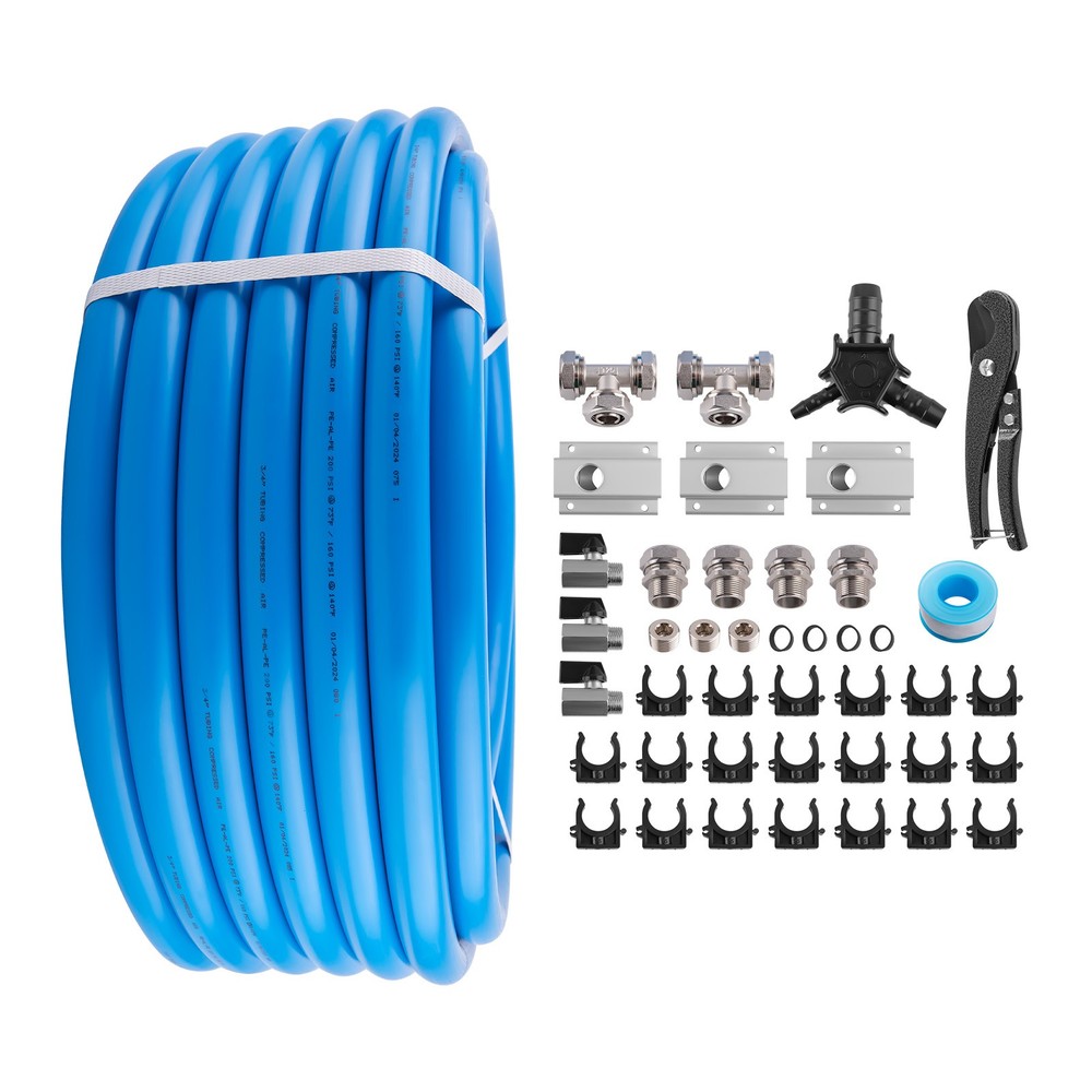 Air Compressor Piping System 100ft Flexible Line Kit with Installation Tools