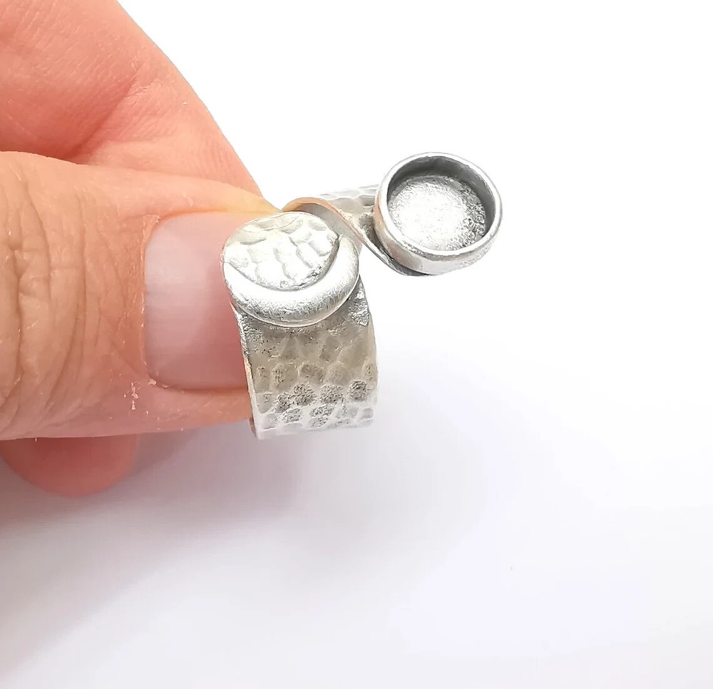 Crescent Ring Setting Blank Cabochon Mounting Adjustable Ring Base Bezel