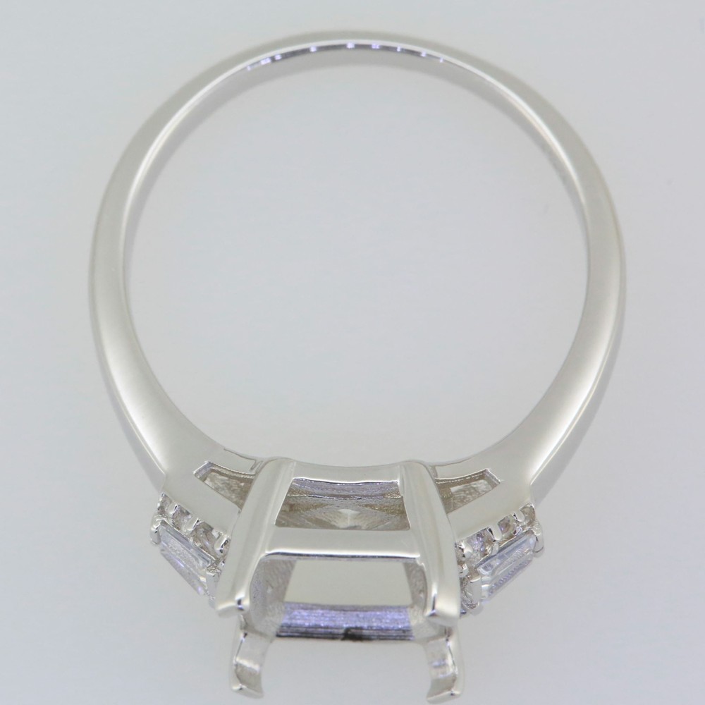 Sterling Silver Semi Mount Ring Setting Emerald OCT 11X9mm