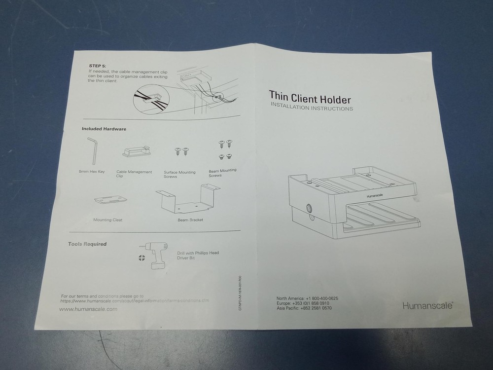 Humanscale - Under Desk - Thin Client Holder/Mount - Black - NEW