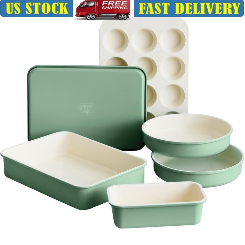 Healthy Ceramic Nonstick Bakeware Set Durable Even Baking Kitchen Essentials New
