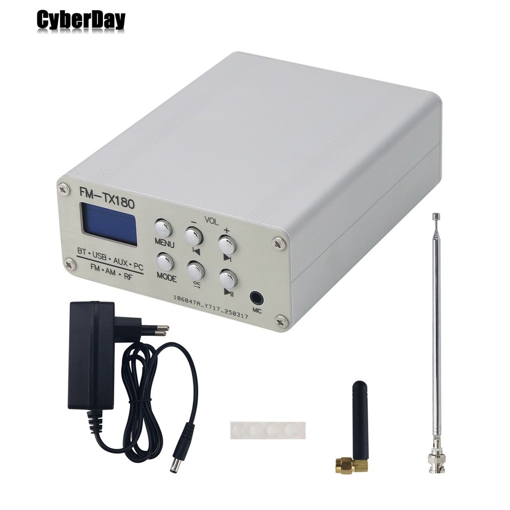 FM-TX180 75MHz-108MHz Bluetooth Stereo FM Radio Transmitter 0.96'' OLED Screen