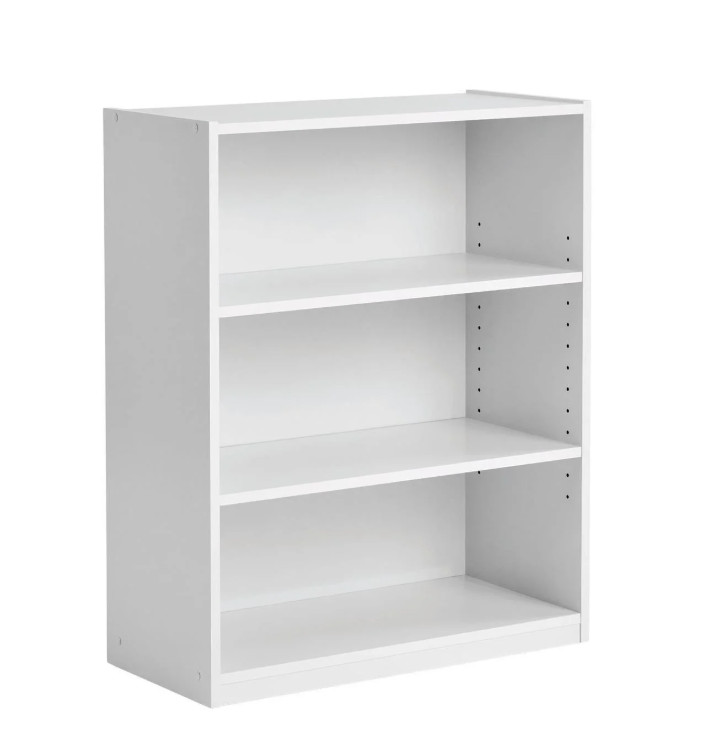 3-Shelf Bookcase with Adjustable Shelves White Storage Organizer Display