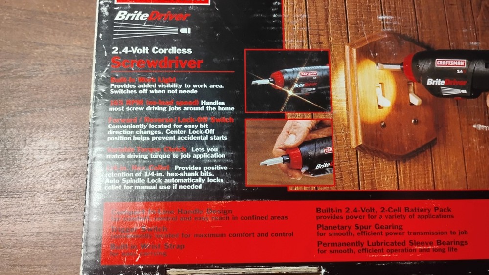 Craftsman 911181 2.4 Volt Cordless Screwdriver Brite Driver Reversible