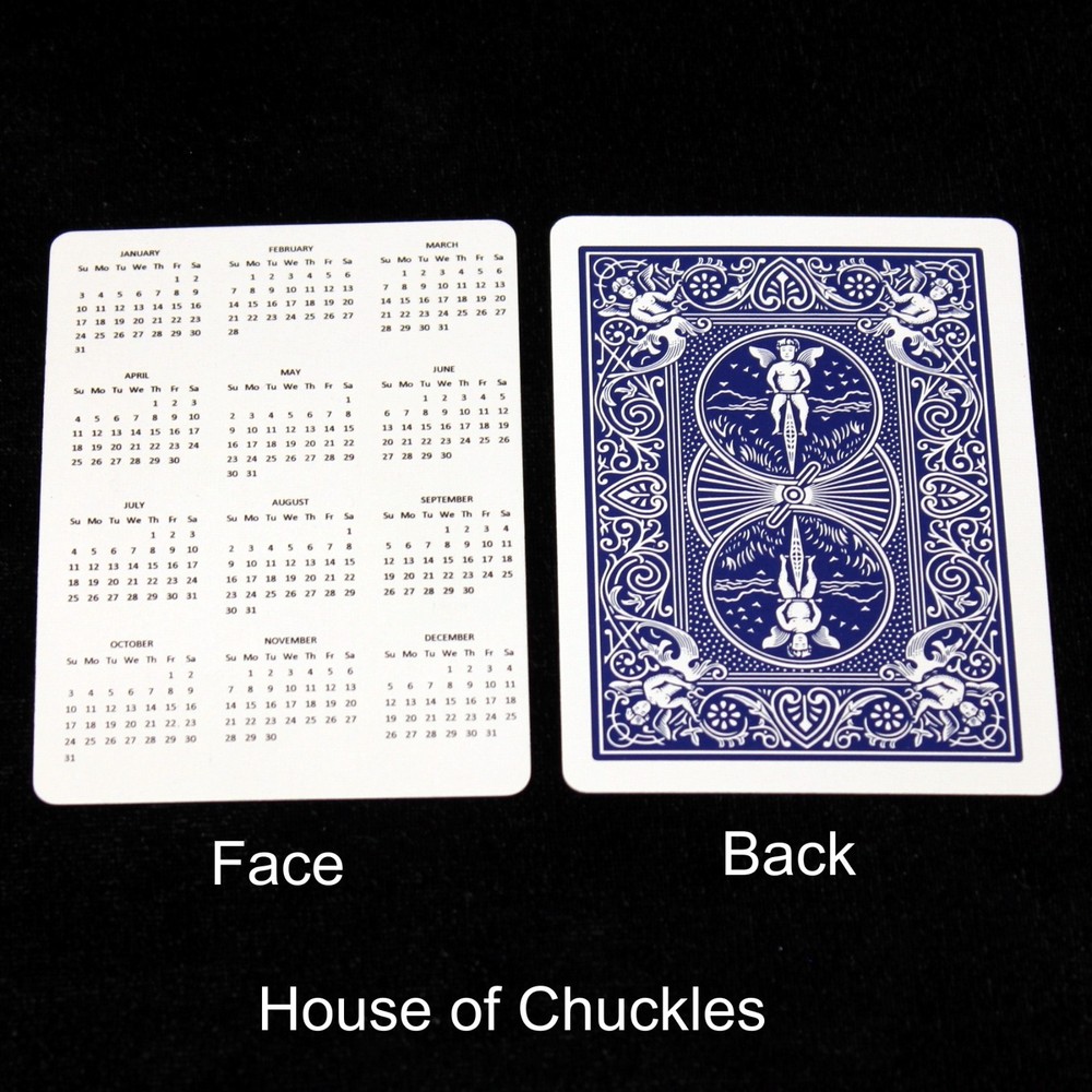 Calendar 2021, Bicycle Printed Gaff Card, Blue