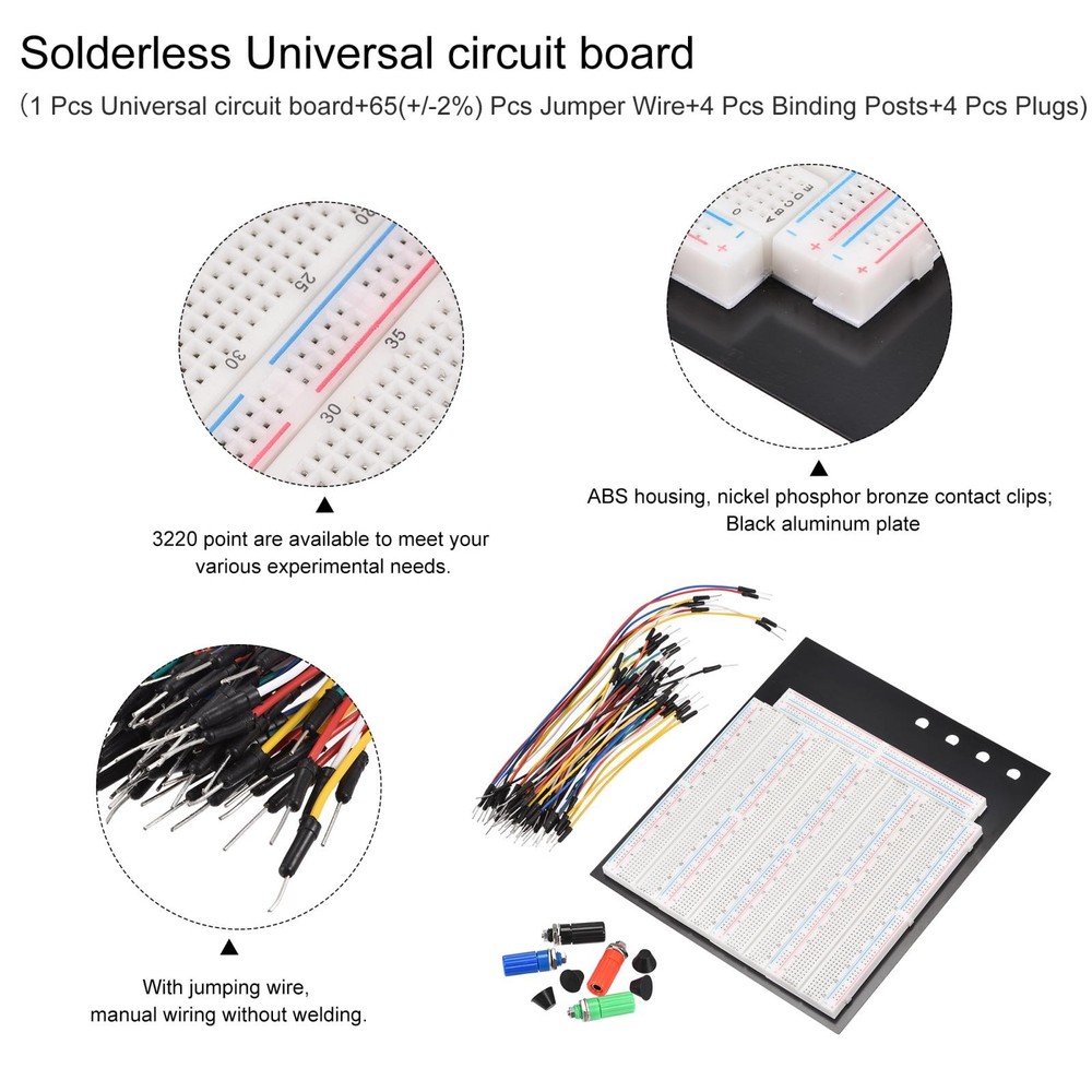 Breadboards Kit 3220 Point Solderless Breadboards for Proto Shield Testing 1 set