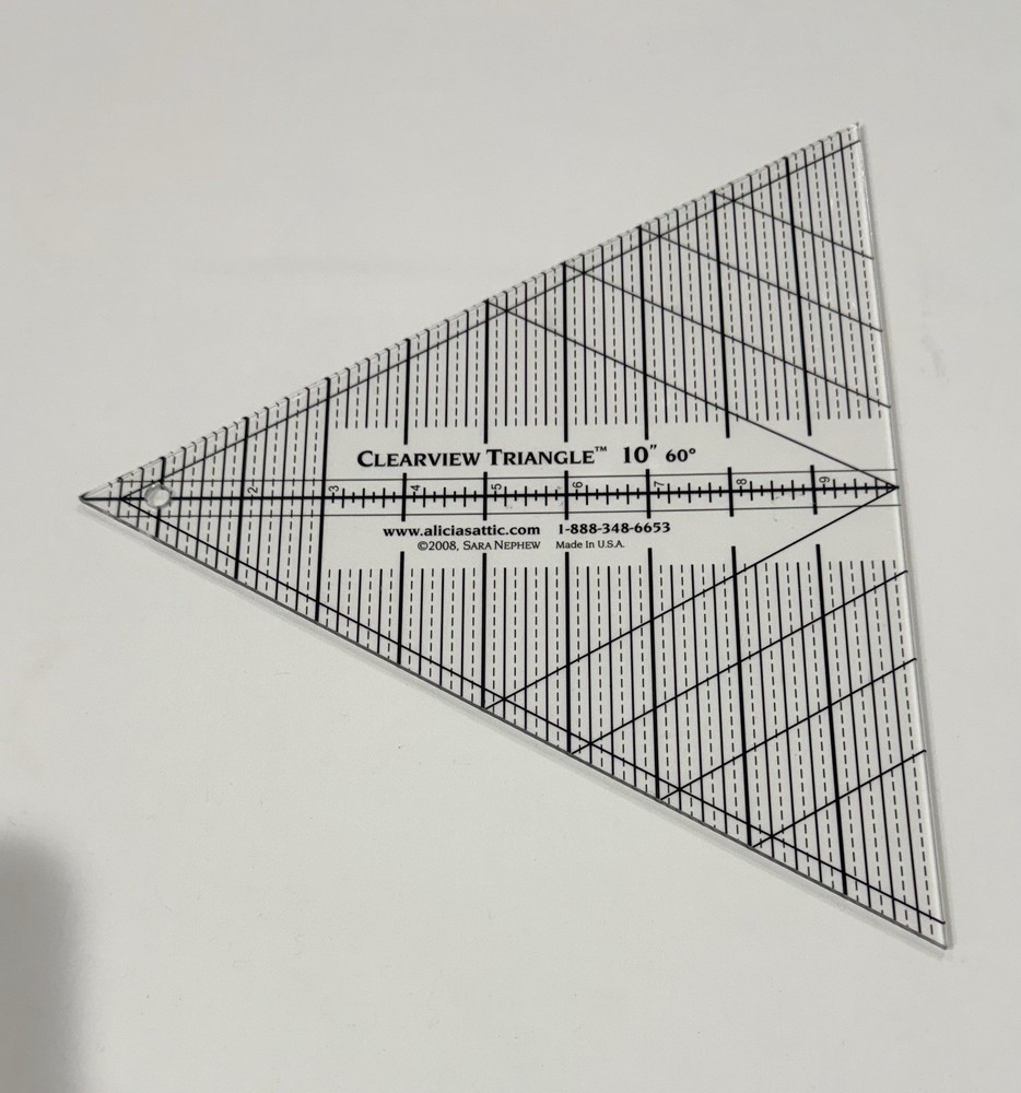Clearview Triangle 10" 60° Clear Acrylic Quilting Ruler