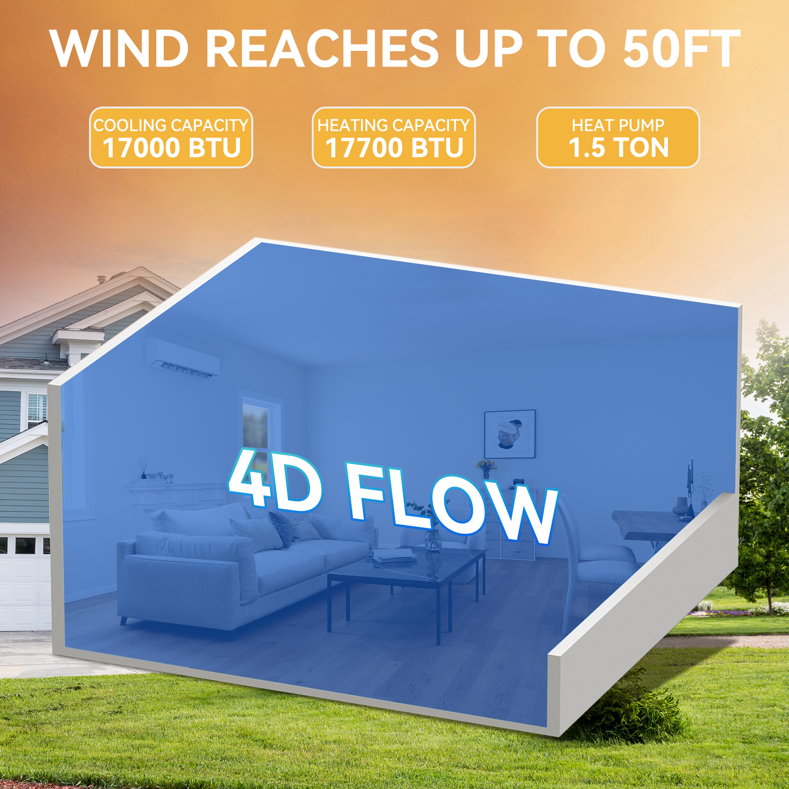 18000 BTU Mini Split Air Conditioner Heat Pump System 208-230V Ductless AC Cool