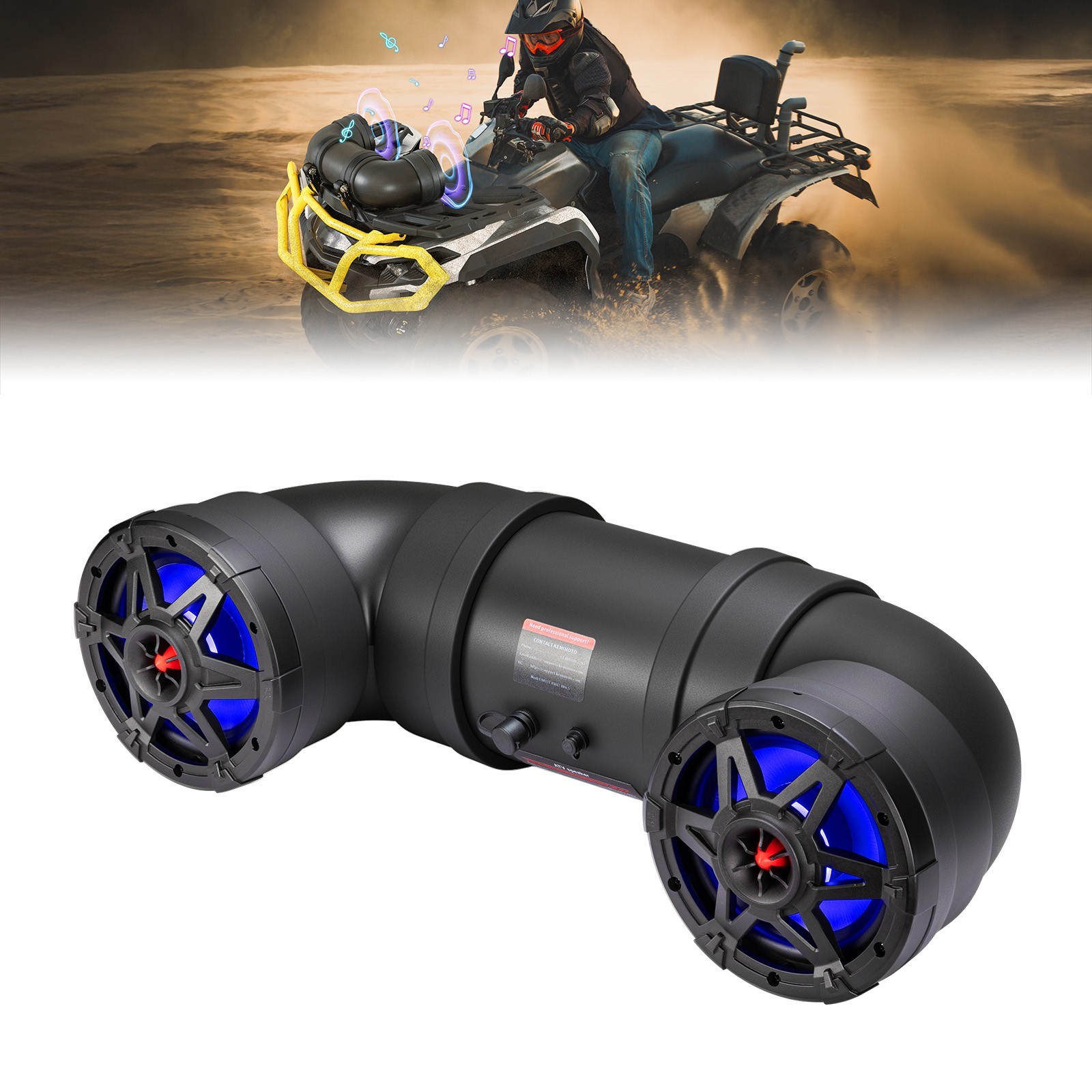 6.5-Inch Bluetooth ATV Speaker Sound Bar Audio System w/ RGB Lights for Polaris