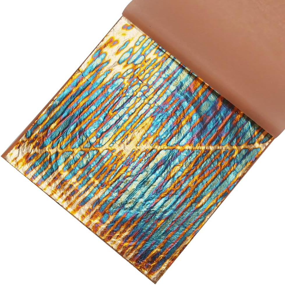 5.5" x 5.5" Imitation Gold Foil Variegated Metallic Leaf 25 Sheets for Arts a...