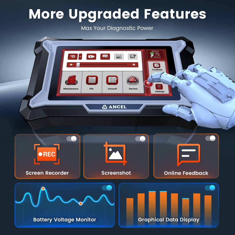 ANCEL DS100 OBD2 Diagnostic Scanner ABS SRS TCM Engine Code Reader with 24 7 Sup