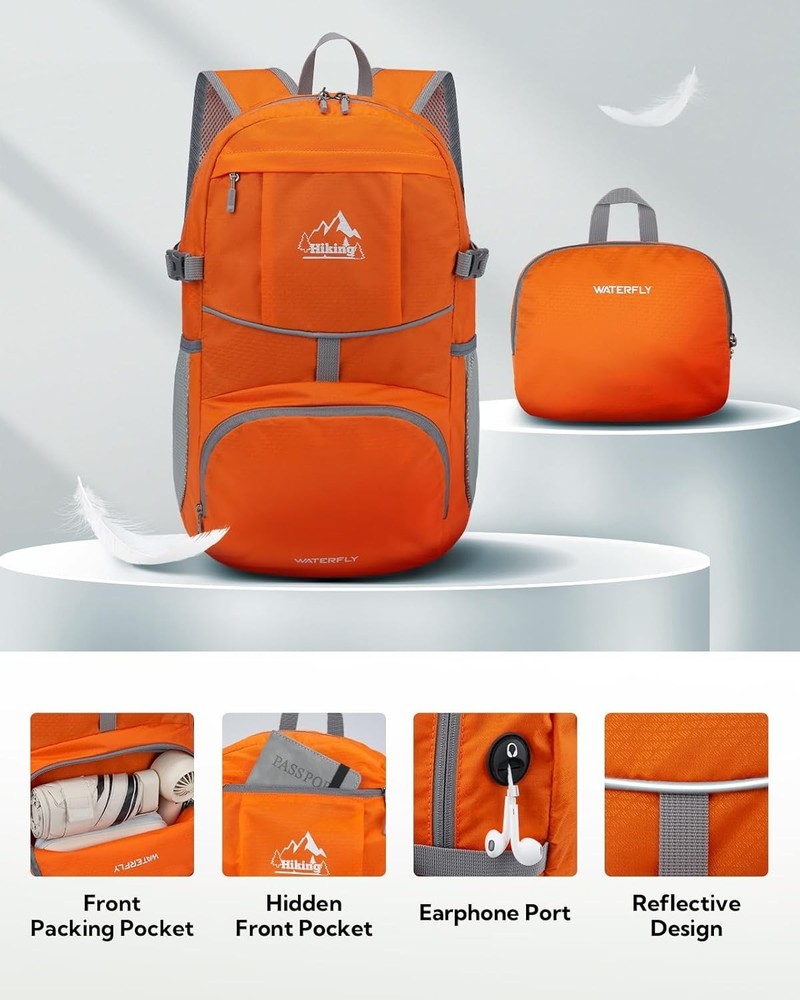 Lightweight Hiking Daypack - 25L Packable Backpack with Organizational Pockets