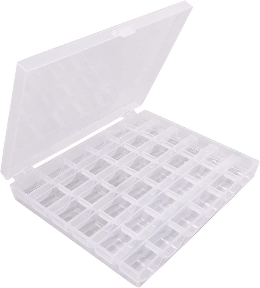 Bobbin Box,Transparent 36 Empty Bobbins Spools Box,Machine Bobbin Organizer P...