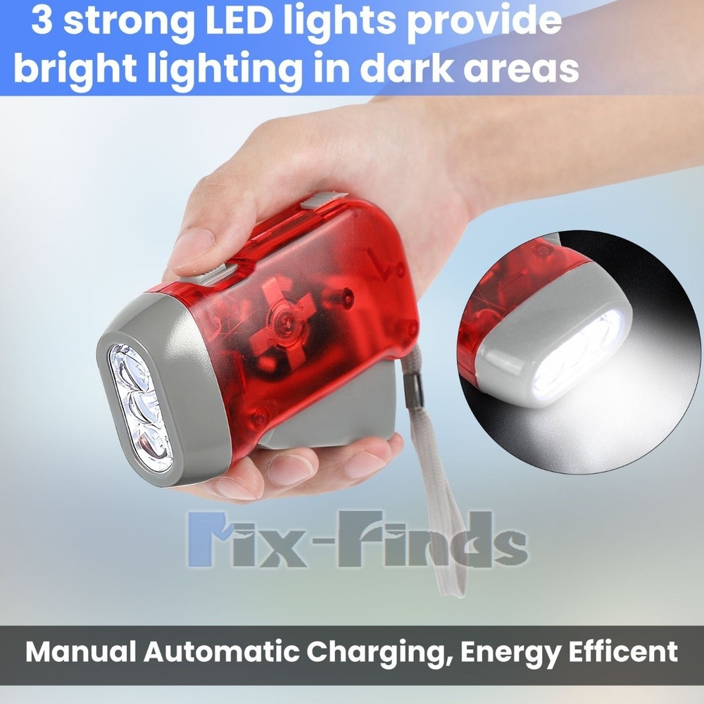 4x Hand Crank LED Flashlight Dynamo Pressing Flashlight Camping Emergency Torch