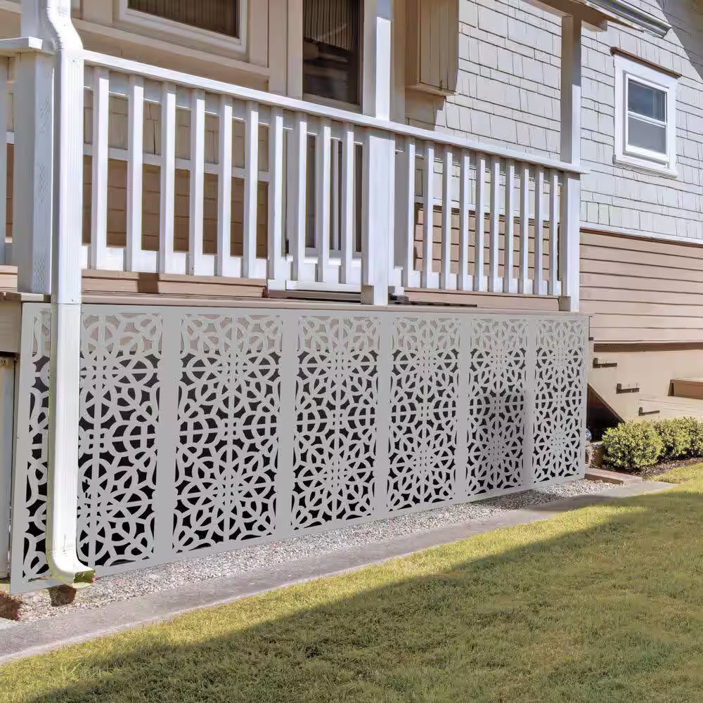 2 Ft. X 4 Ft. Fretwork Gray Polypropylene Decorative Screen Panel