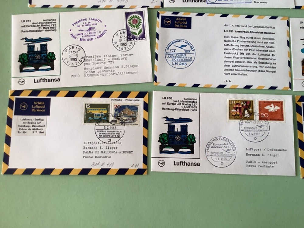 Airmail flight cover mixed world 9 items Ref A1480