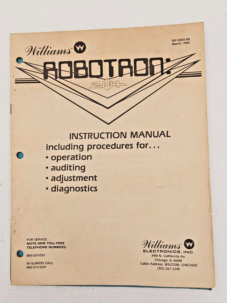WILLIAMS ROBOTRON VIDEO GAME DRAWING SET & INSTRUCTION MANUAL & INTERBOARD WIRE