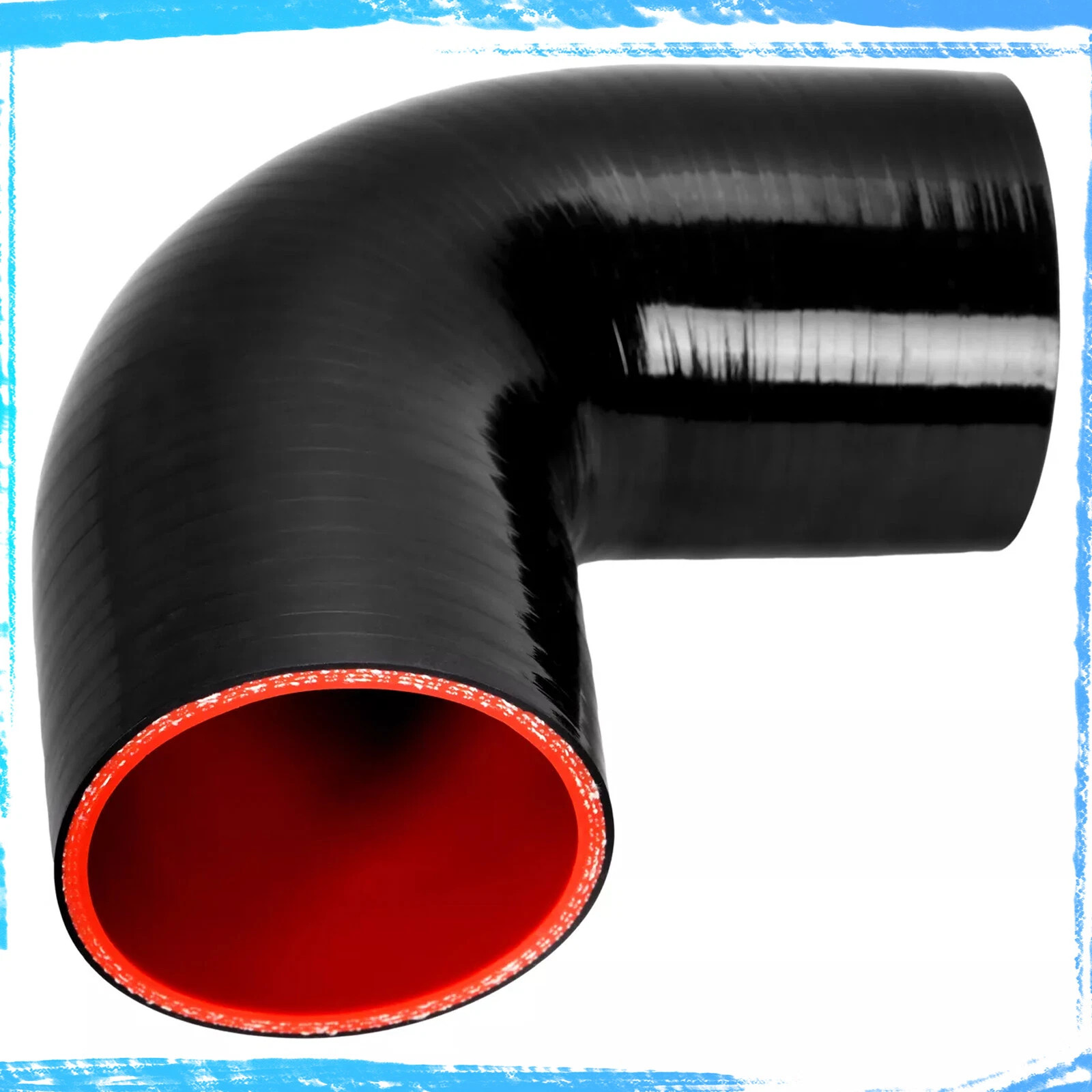 Black 2.5" Inch 90 DEGREE Elbow Silicone Pipe Intercooler Coupler Hose Turbo