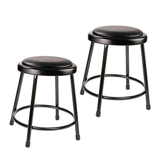 (2 Pack) Vinyl Padded Stool No Assembly Required 18" Black