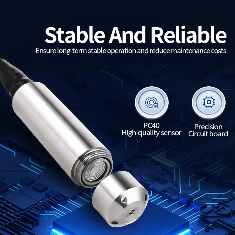Hydrostatic Submersible Water Level Sensor Transmitter 4-20mA RS485 0-10M