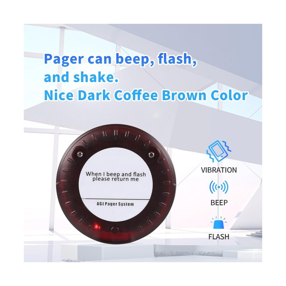 AGJ Restaurant Pager System Wireless 20 Coaster Beeper Guest Customer Queue B...