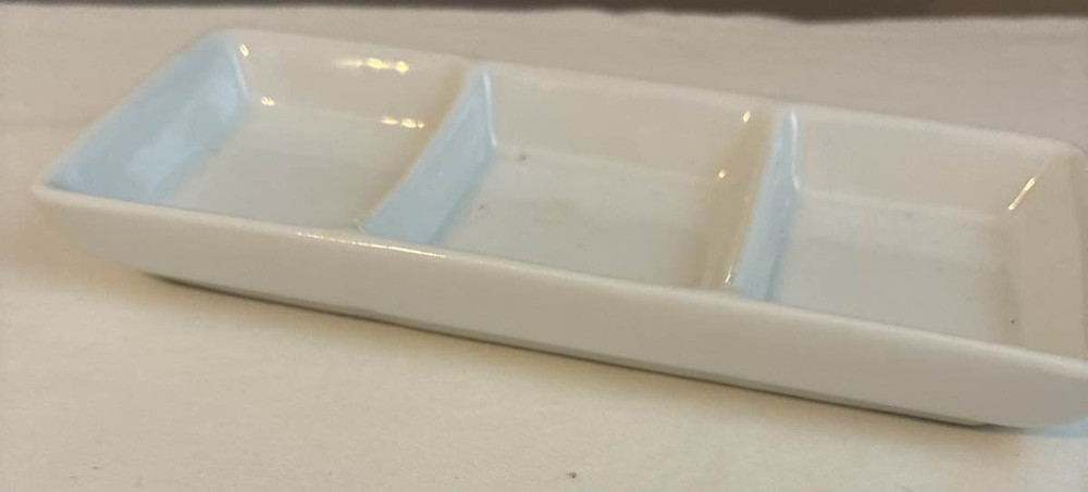 White Porcelain Ceramic 3-Section Serving Tray 5.75