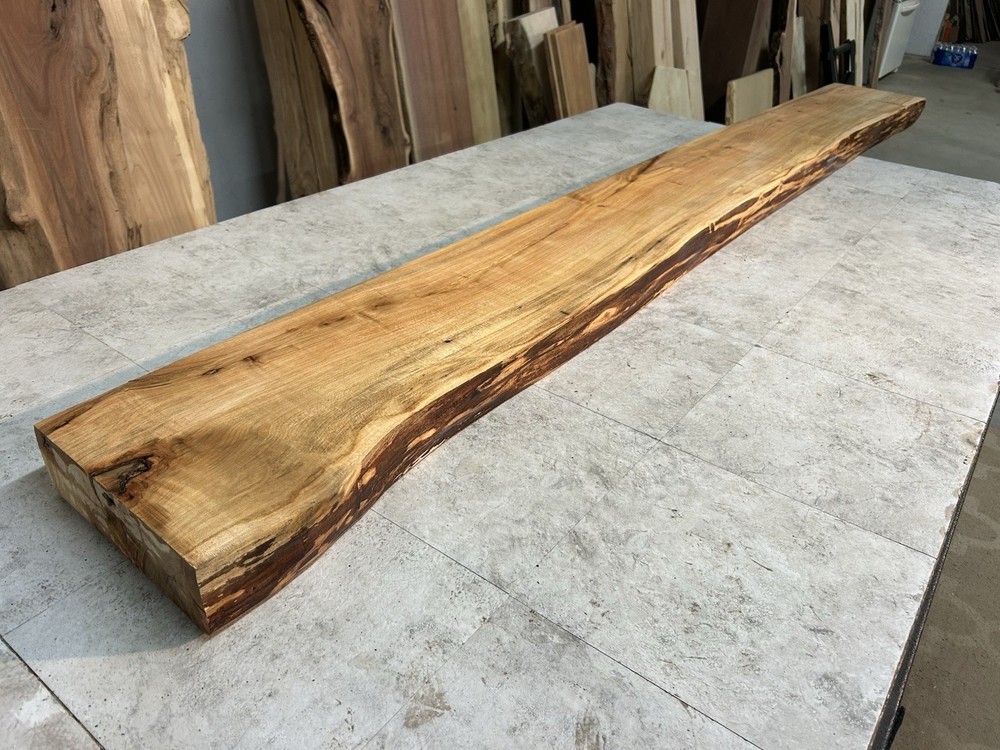 Figured Maple Mantel/Fireplace Mantel Beam/Solid Wood/Live Edge Maple Shelf