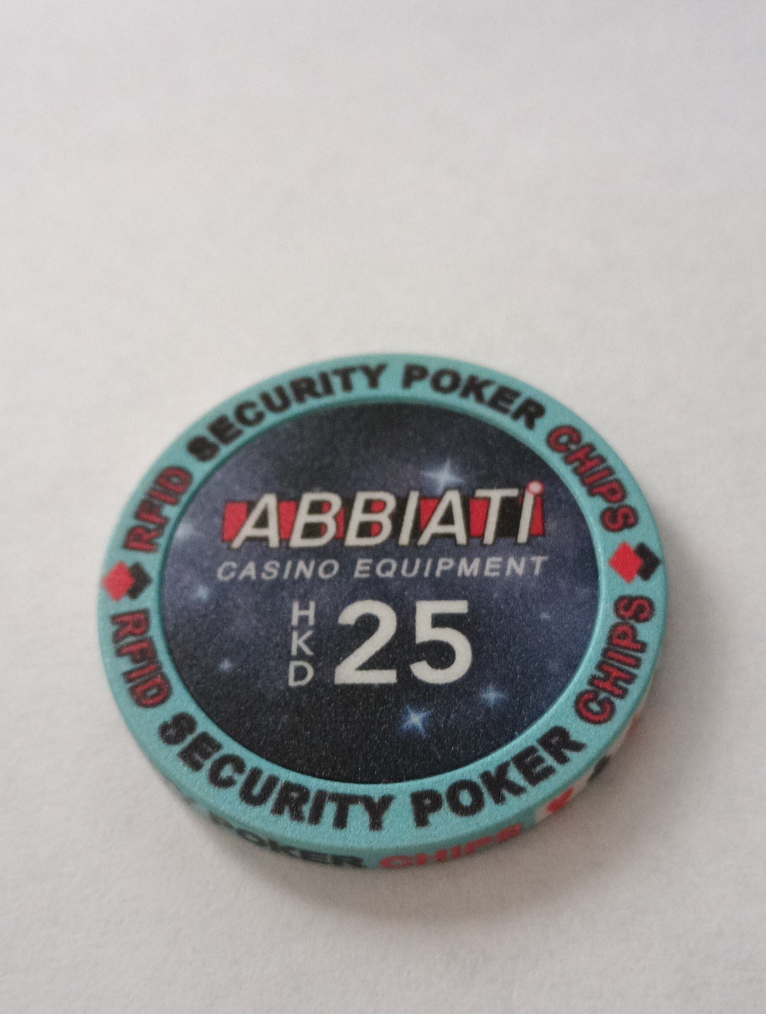 ABBIATI CASINO EQUIPMENT CHIP COMPANY SET OF 5 CHIPS GREAT FOR COLLECTION NEW!