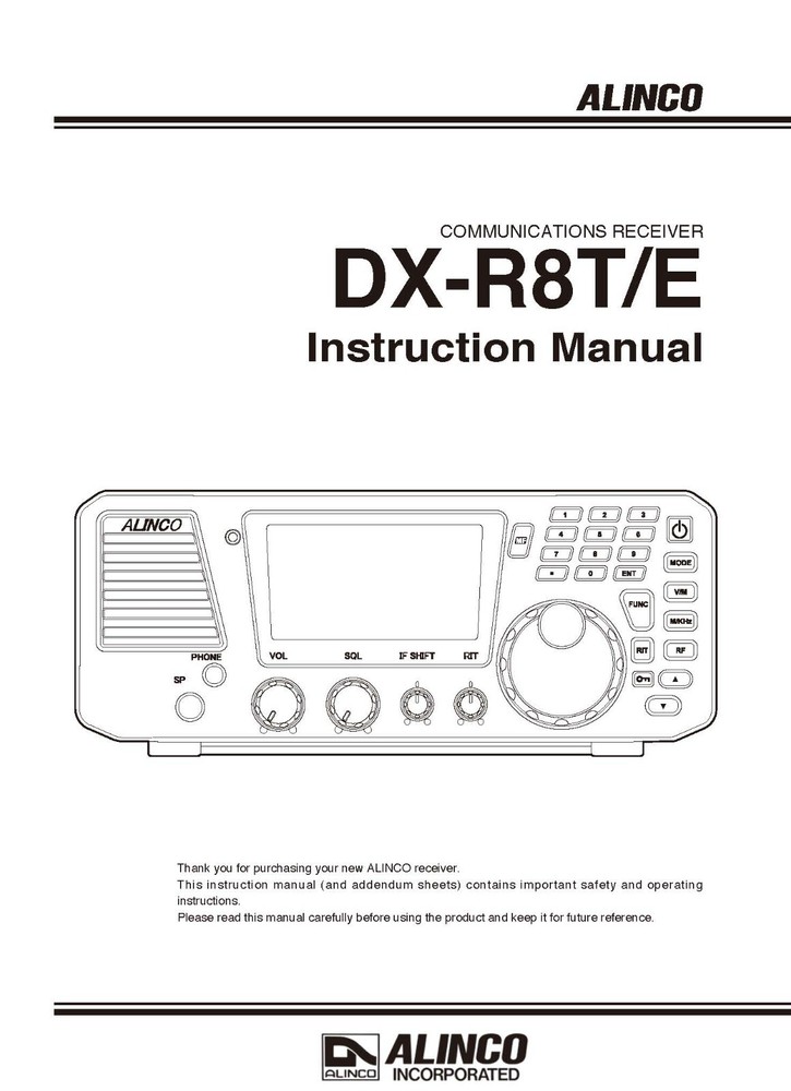 Alinco DX-R8T/E Receiver Instruction Manual Operating Guide Coil Bound