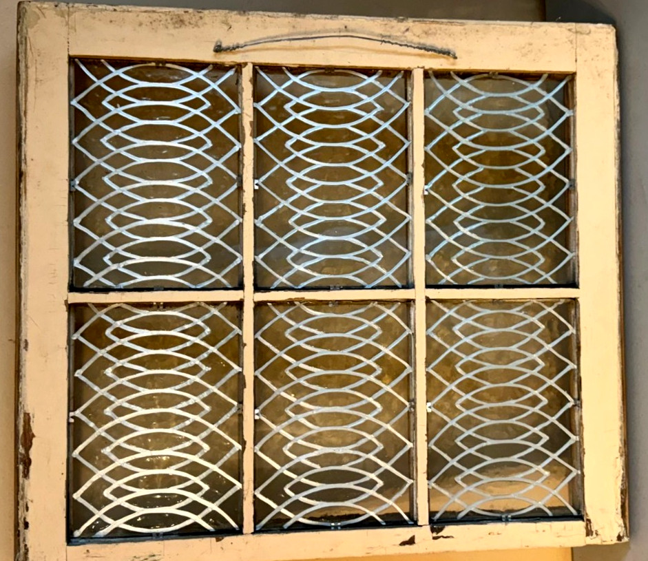 Antique Rectangular Leaded Stained Glass Window 21" x 24" UNIQUE Pattern