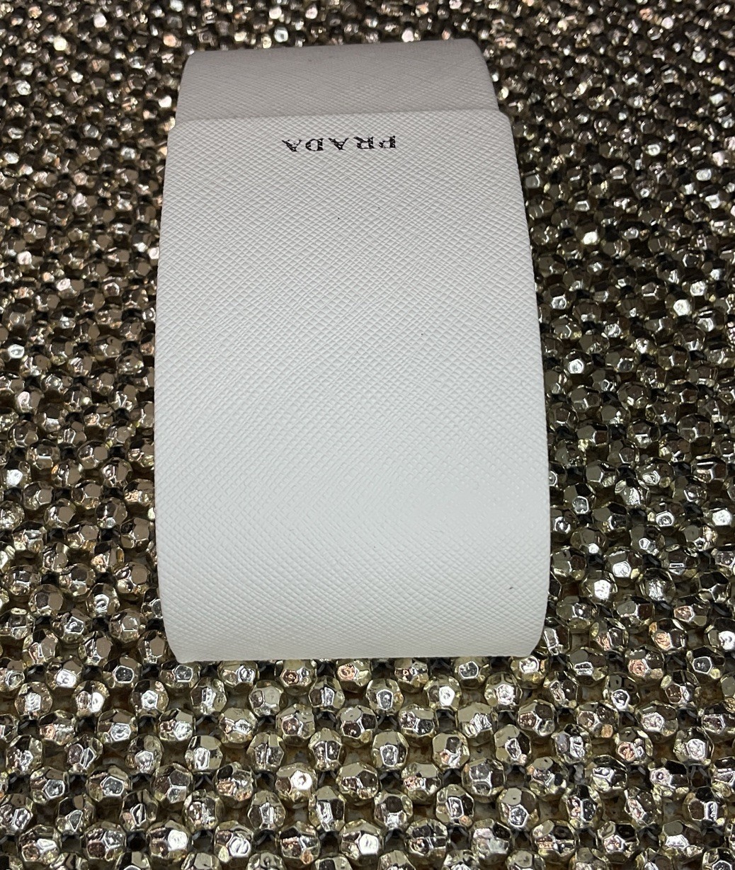 Prada XL Flip Top Eye/Sunglasses Saffiano Hard Case Drawstring Case & ClothWhite