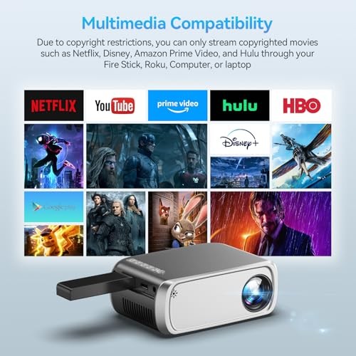 Projector with WiFi and Bluetooth, Mini Projector for iPhone silver gray