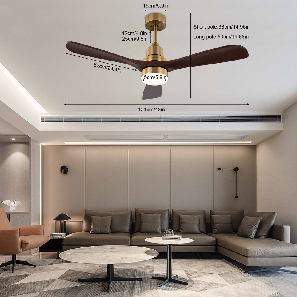 48 inch Ceiling Fan Light Modern Copper ColorCeiling Mount With Remote Control