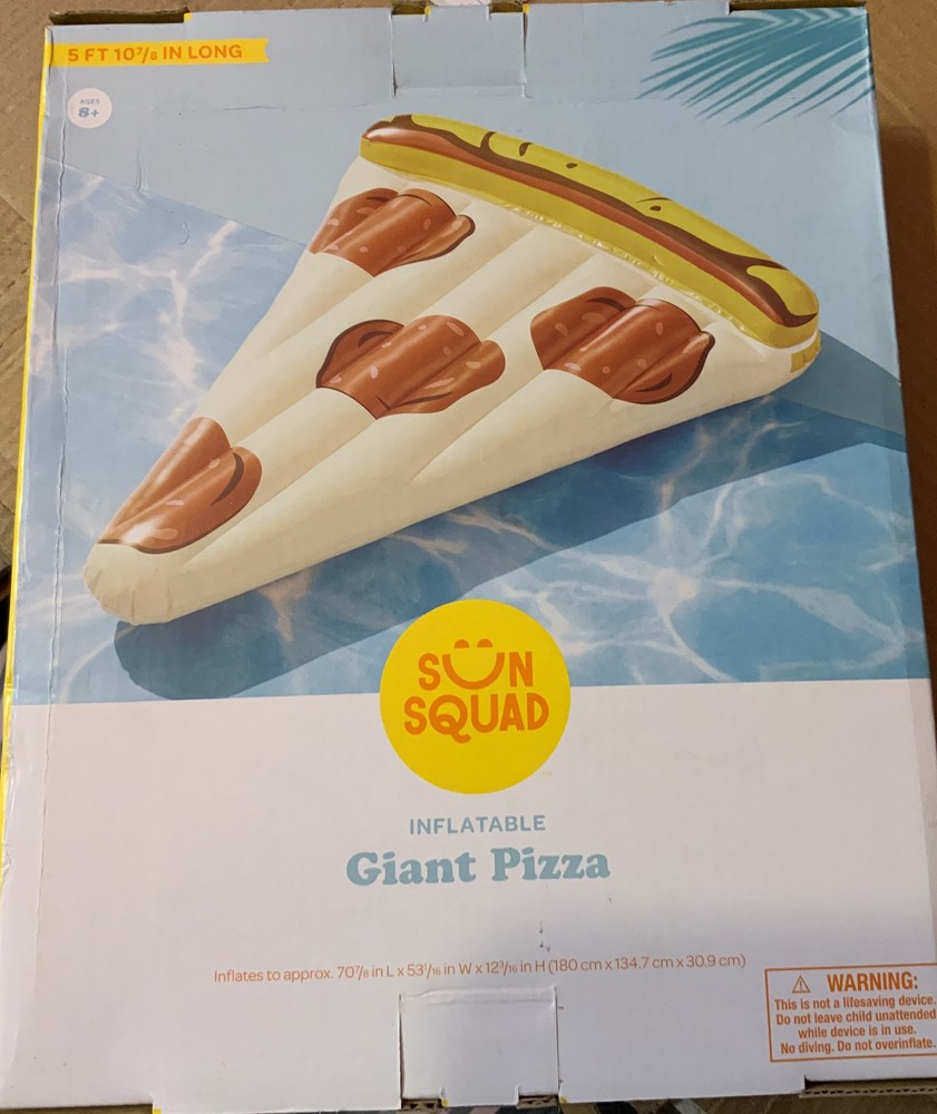 ✅ SUN SQUAD INFLATABLE GIANT PIZZA 5 ft, 🆕 distressed box