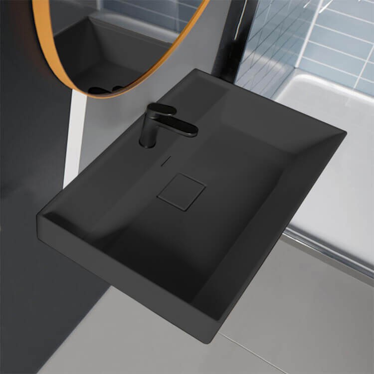 Nameeks CeraStyle 037307-U-97-One Hole Sharp 31-1/2" Rectangular - Black