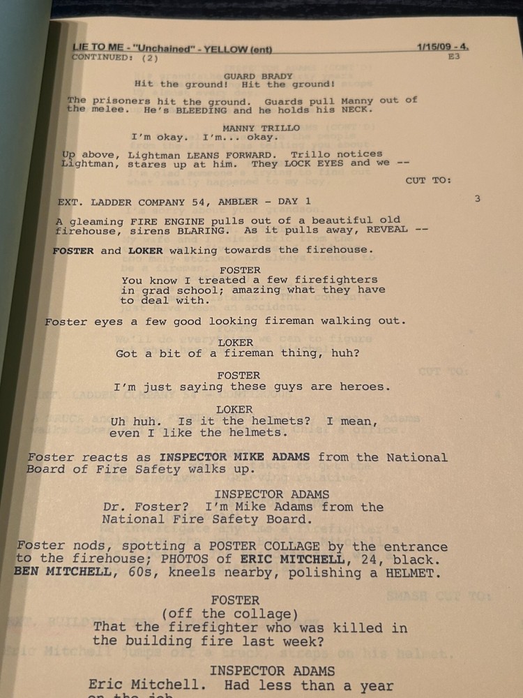 ORIGINAL PRODUCTION SCRIPT LIE TO ME UNCHAINED TIM ROTH KELLI WILLIAMS