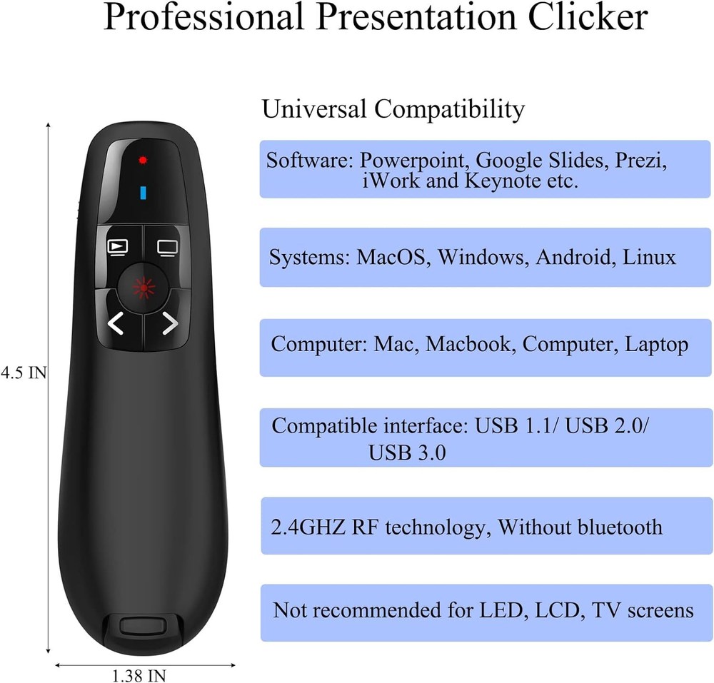 Handheld Air Mouse Mice w/ laser pointer PPT Presenter Laser Pointer Clicker