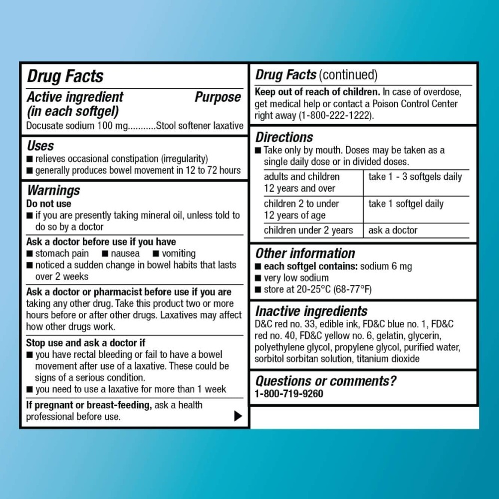 Amazon Basic Care Docusate 100mg Stool Softener 100ct Comparable to Colace