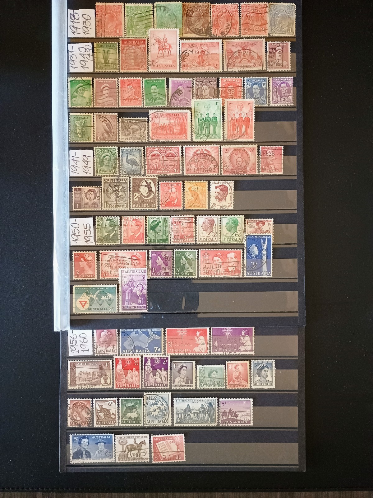 26058-Australia Stamps Collection Lot, Sets or Part Sets, Year 1918-1960-Used