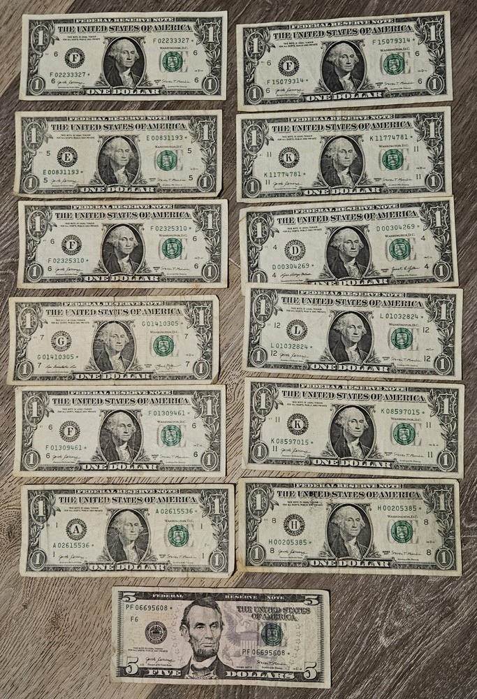 #12 -$1 STAR NOTES + # 1- $5 STAR NOTE