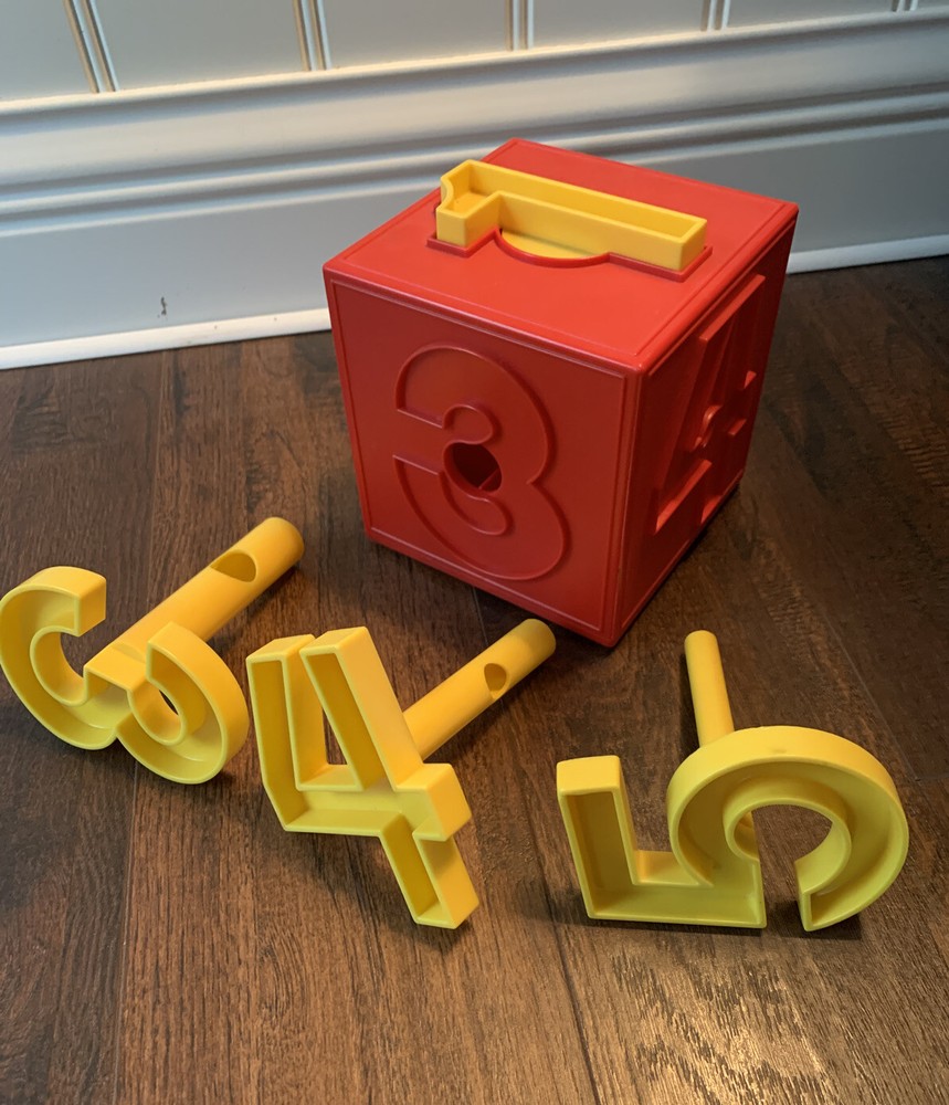 Number Cube Early Learning Puzzle Educational Home School Red Yellow Plastic